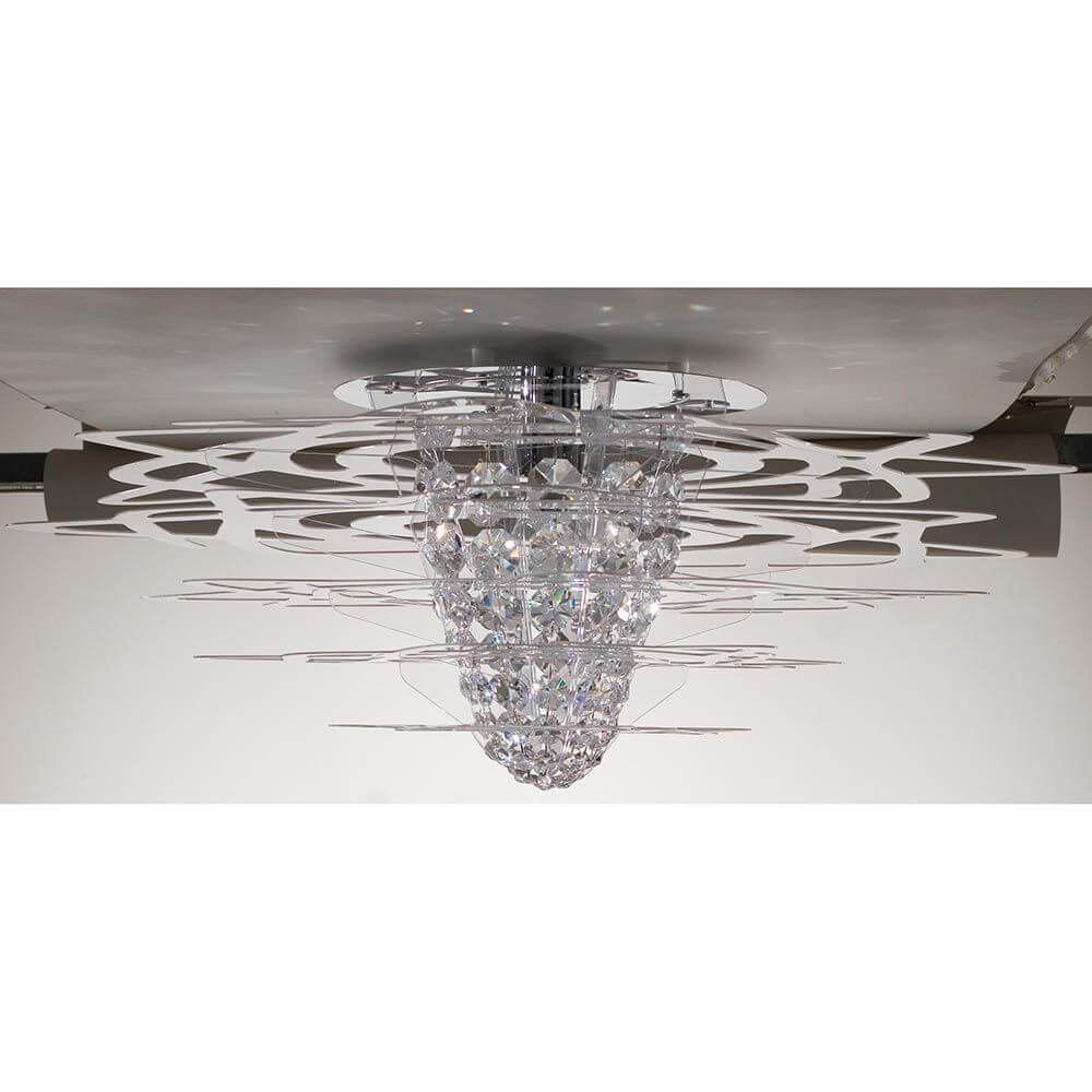 Slamp Deckenleuchte Aurora Large Schwarz mit Kristall-Kern und eleganter Deckenmontage.