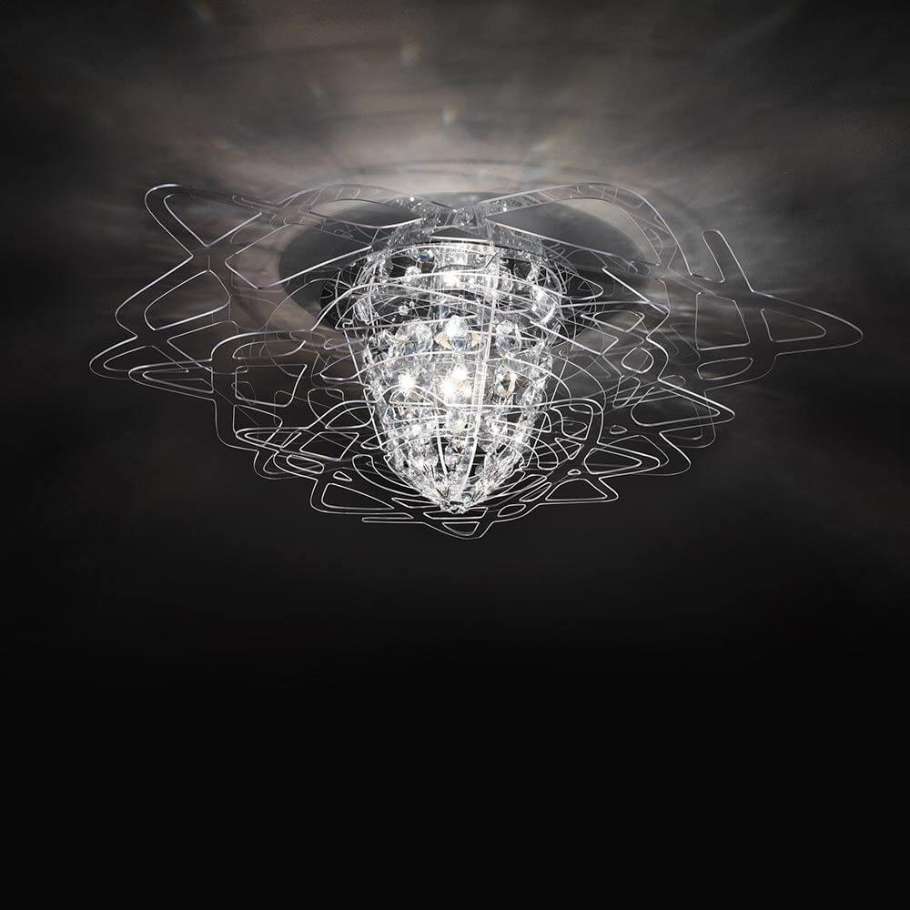 Slamp Deckenleuchte Aurora Mini Transparent, elegante Deckenleuchte mit kristallinem Kern und raffinierten Reflexen.