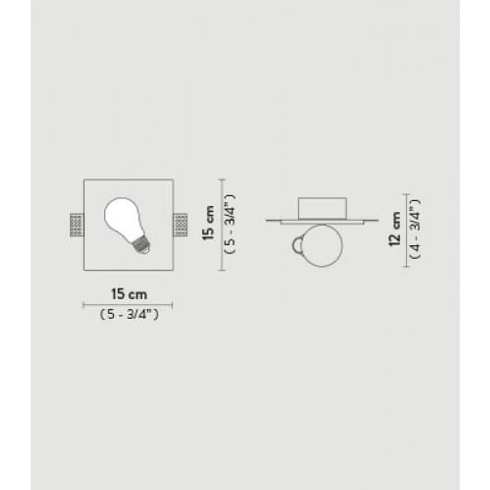Slamp Einbau-Wandlampe Glühbirne Idea Applique Weiß technische Zeichnung mit Maßen