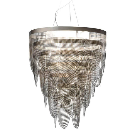Lampada a sospensione Slamp Ceremony Large fumé con design elegante e luce scintillante.
