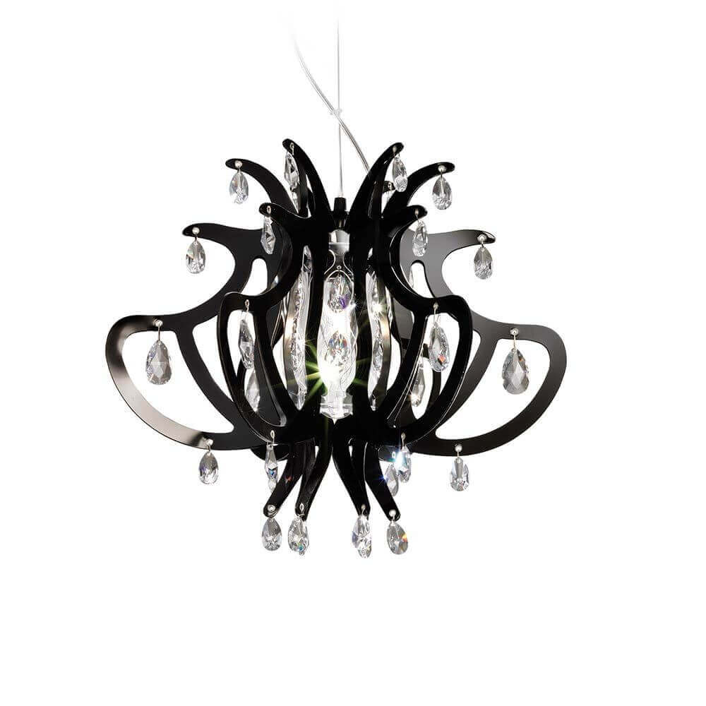 Slamp Hängelampe Lillibet Mini in Schwarz mit Kristallanhängern und modernem Design.