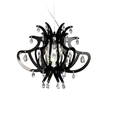 Lampada a sospensione Slamp Lillibet Mini Nera con design elegante e decorazioni in cristallo.