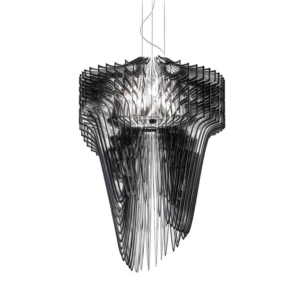 Slamp Hängeleuchte Aria Schwarz, Transparent im modernen Design mit fließenden Linien und dynamischer Form.