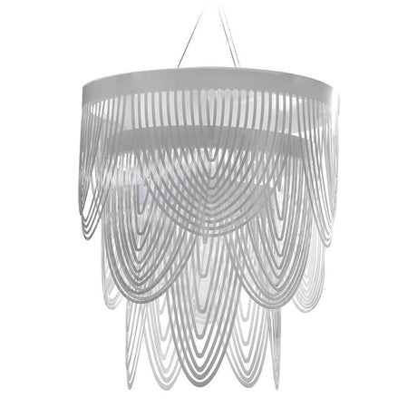 Slamp lampada a sospensione Ceremony Small Bianca con drappeggio elegante e cinque fonti di luce in tecnopolimero.