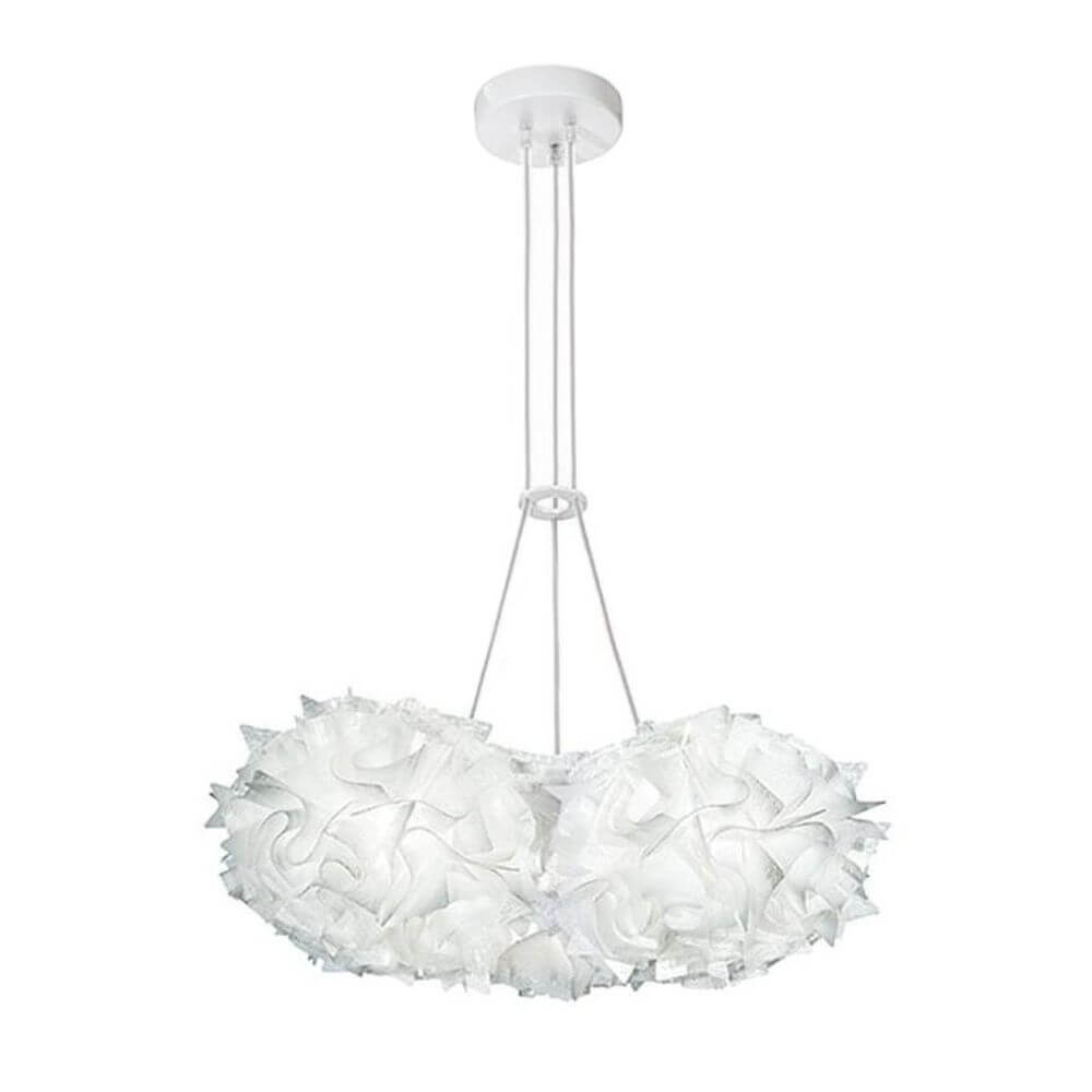 Slamp Hängeleuchte Veli Mini Trio Couture 3-flammig mit eleganten Opalflex® Volants in Weiß.