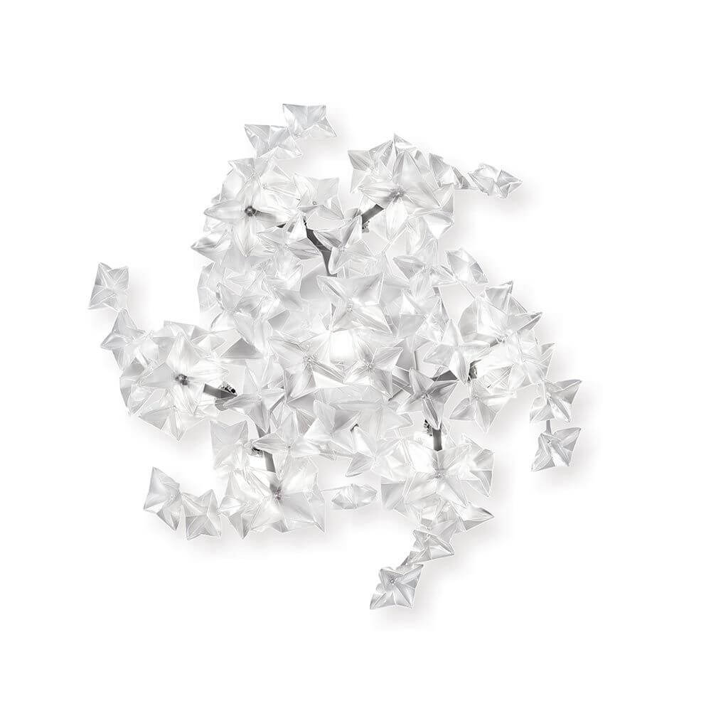 Slamp LED Deckenleuchte Hanami 2500lm 2700K Prisma in transparentem Design mit lichtreflektierenden Elementen.