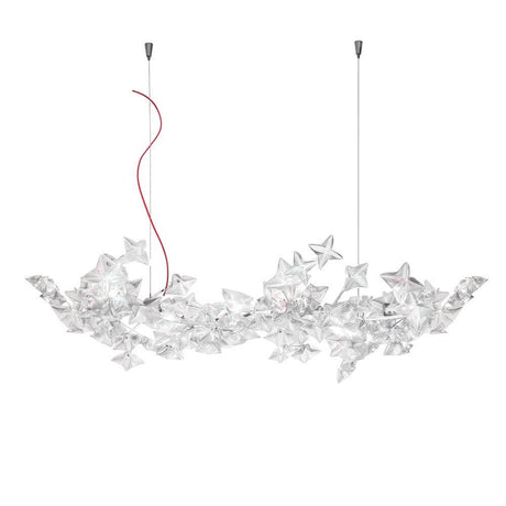 Lampada a sospensione LED Slamp Hanami Large Warmweiß Prisma con elementi decorativi a stella leggeri e pieghevoli.