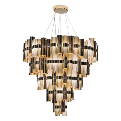 Slamp LED Hängeleuchte La Lollona 5 Ø 130cm in modernem Design mit Zylindern und eleganten Farbtönen.