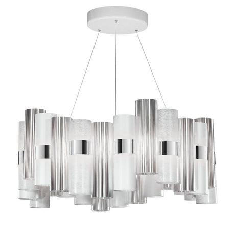 Slamp LED sospensione La Lollo Large 5000lm 2700K Bianco con design elegante e cilindri multicolori.