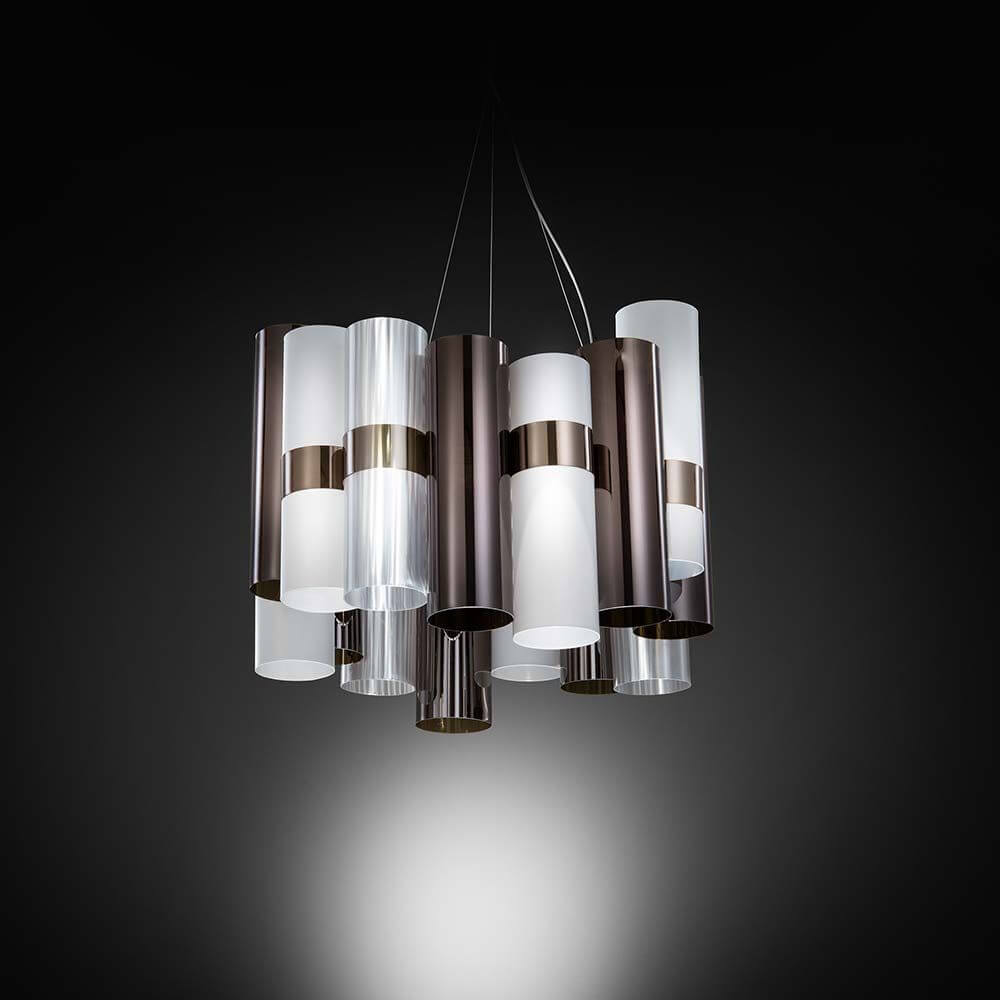 Slamp LED Pendelleuchte La Lollo Medium 2500lm 2700K Anthrazit, Weiß im eleganten Design mit geschwungenen Formen.