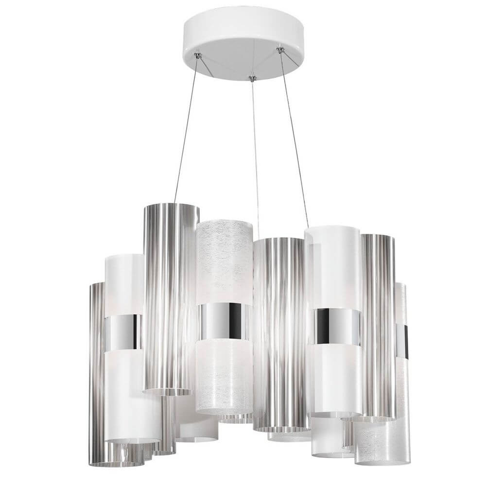 Slamp LED Pendelleuchte La Lollo Medium 2500lm 2700K Weiß mit eleganten Zylindern und modernen Designs.