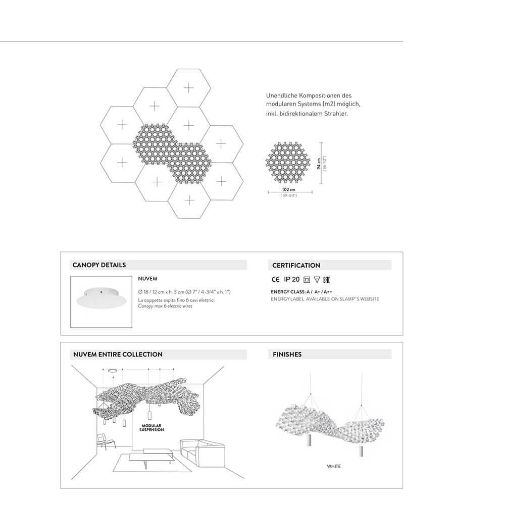 Slamp Nuvem 102x94cm bas med spotlight upp-ner vit