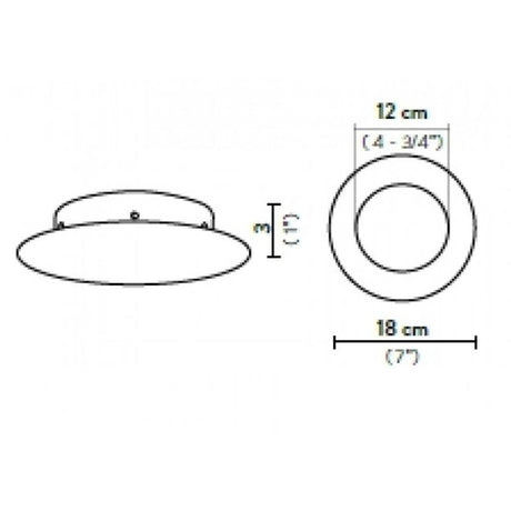 Technische Zeichnung des Slamp Nuvem Canopy Baldachin für 6 Anschlüsse Weiß mit Maßangaben.