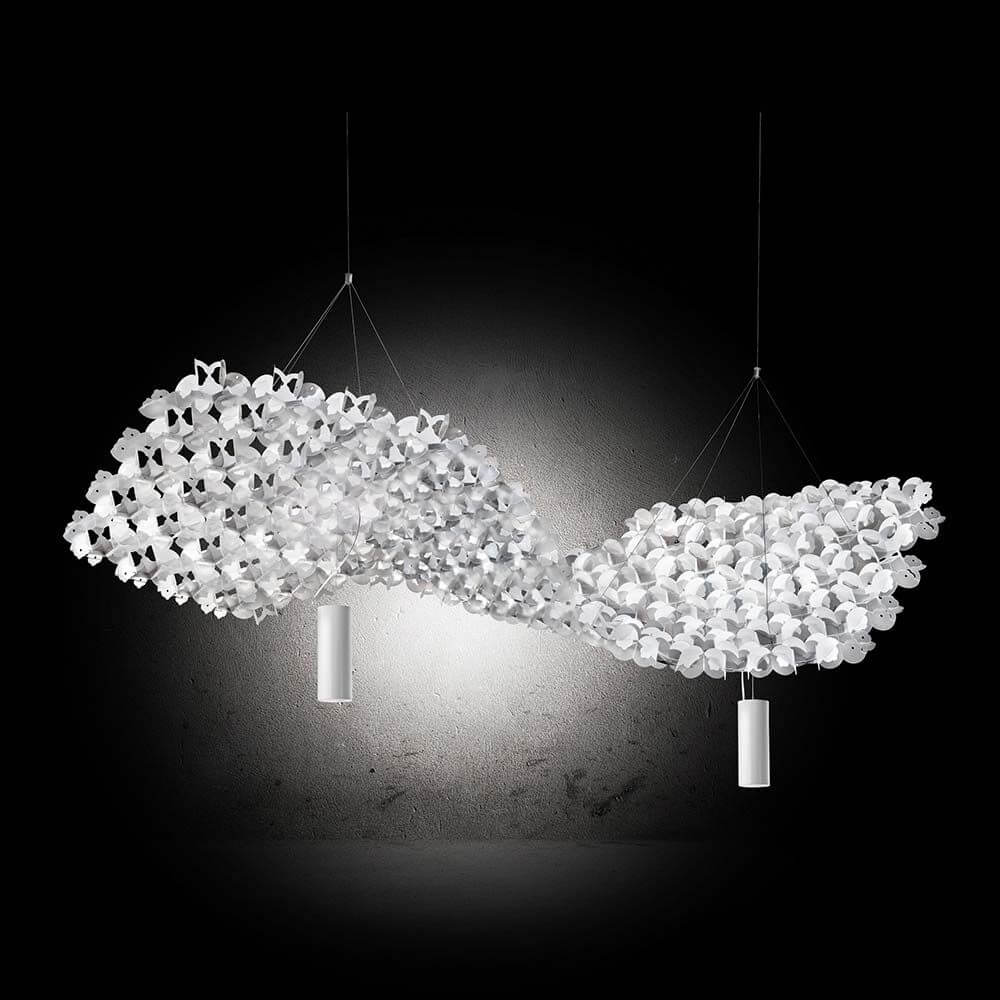 Slamp Nuvem 102x94cm bas med spotlight upp-ner vit