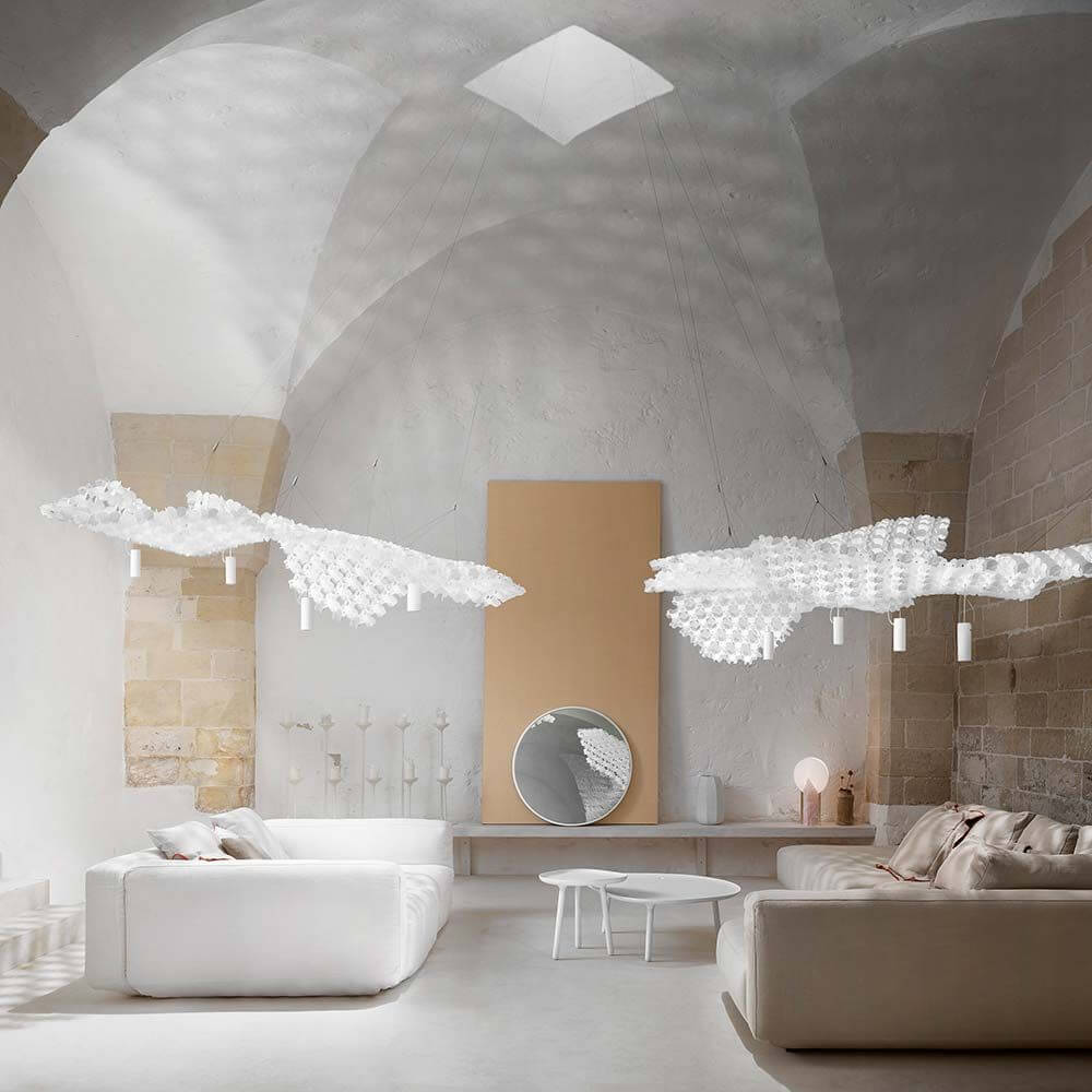 Slamp Nuvem 102x94cm bas med spotlight upp-ner vit