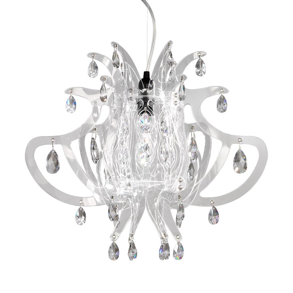 Slamp Pendelleuchte Lillibet Mini Transparent mit klaren Kristallen und eleganter Struktur.