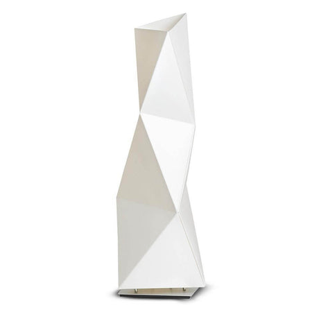 Lâmpada de mesa Slamp Diamond Medium Branca, luminária de pé geométrica em design moderno e forma escultural.