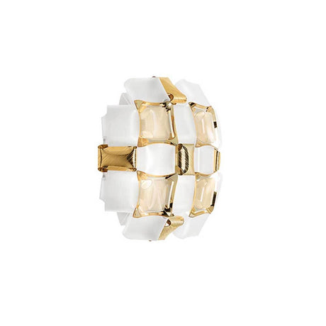 Slamp Wandleuchte Mida Applique Ø 32cm mit goldenen und weißen Elementen in stilvollem Design.