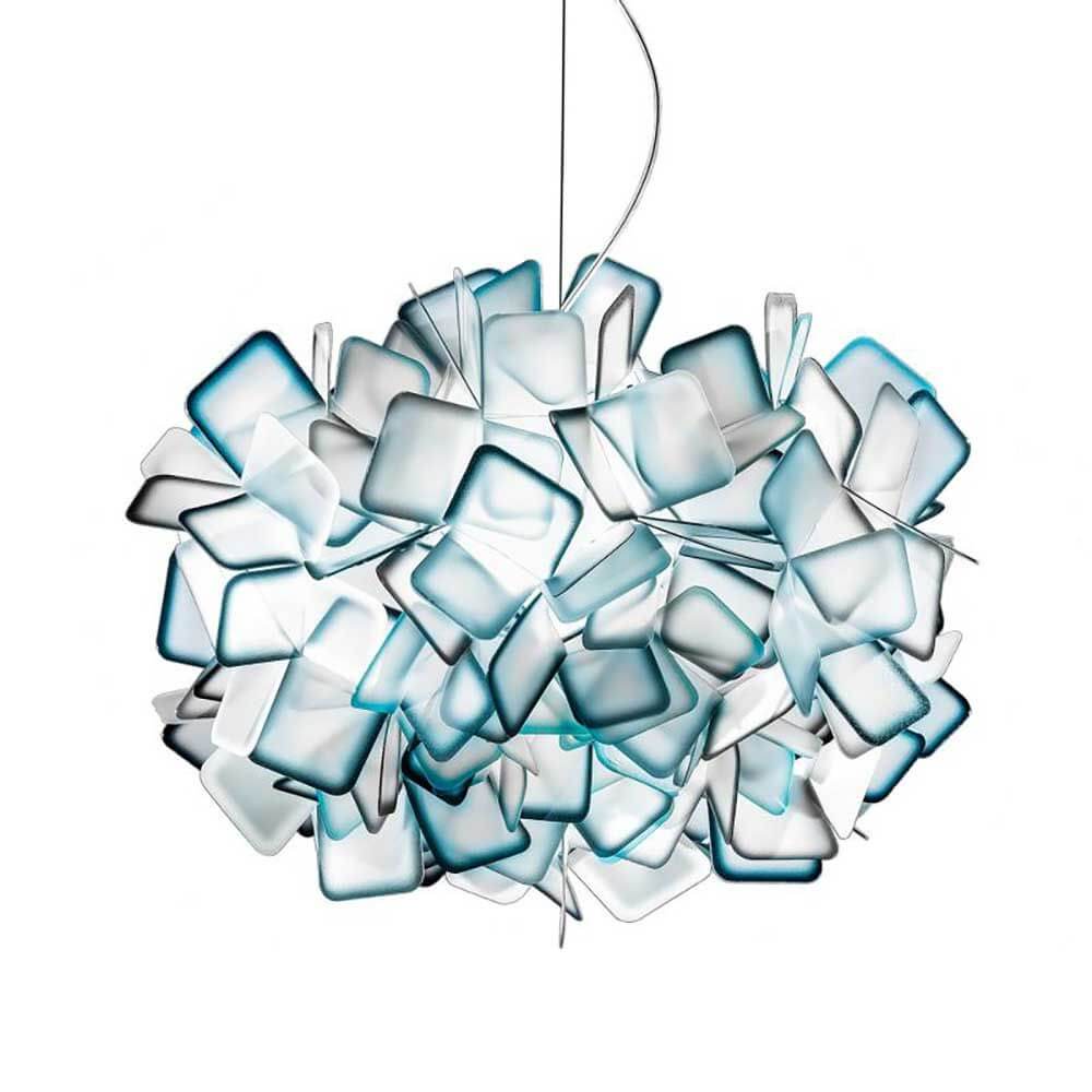 Slamp edele Pendellampe Clizia Medium Ø 53cm mit bunten Kunststoffschirmen, die diffuses Licht spenden.