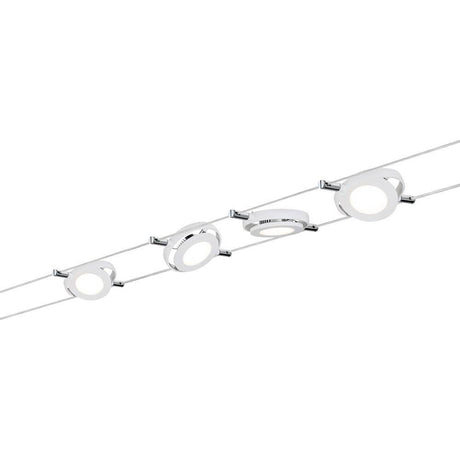 Smart Wire System BLE RoundMac 4x4W Blanc 12VA CC 36VA avec spots lumineux variables dans le système sur câble