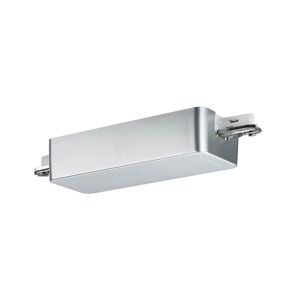 SmartHome ZB URail Dimm Switch Adapter max. 400W in silber mit Anschlussklemmen.