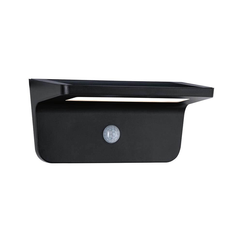 Solar LED Wandleuchte Cyrus in Anthrazit mit Sensor, ideal für Außenwände und Eingangsbereiche.