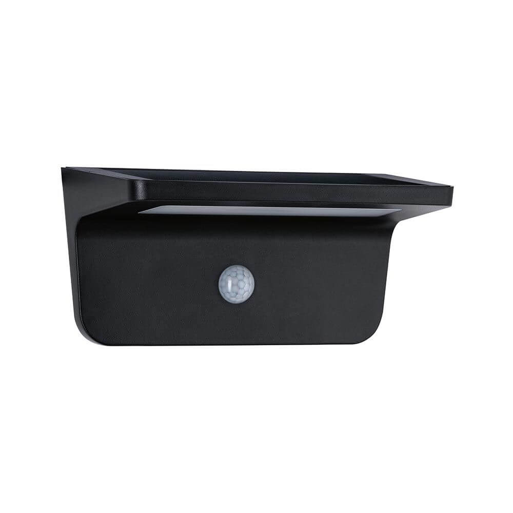 Solar LED Wandleuchte Cyrus in Anthrazit mit Bewegungssensor und Orientierungslicht für Außenwände.