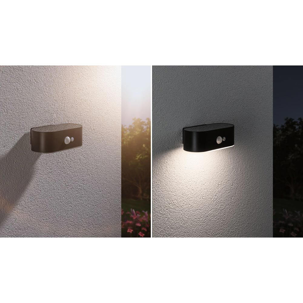 Solar LED Außenwandleuchte Adya Sensor Schwarz
