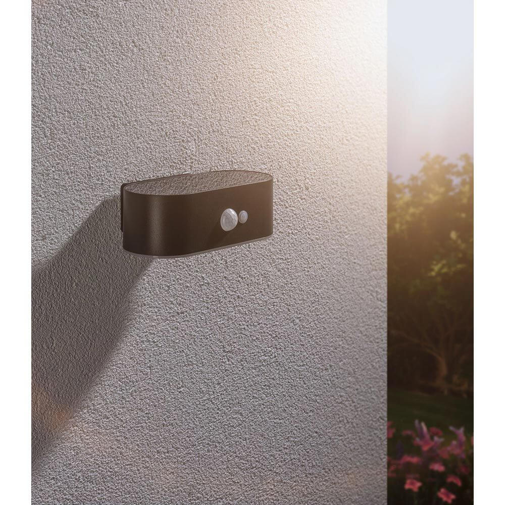 Solar LED Außenwandleuchte Adya Sensor Schwarz