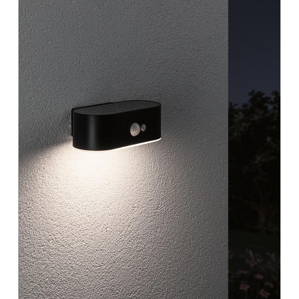 Solar LED Außenwandleuchte Adya Sensor Schwarz