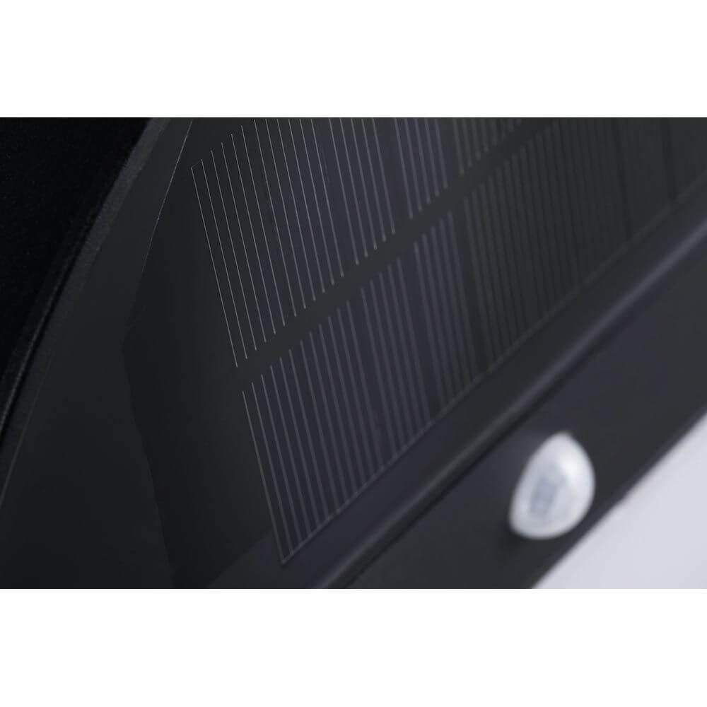 Solar LED Außenwandleuchte Elios Sensor Anthrazit IP44 Solarpanelansicht mit Bewegungsmelder