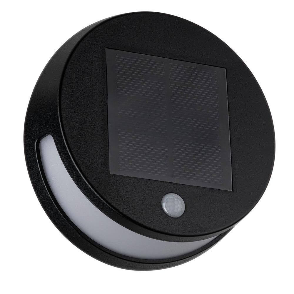 Solar LED Außenwandleuchte Helena Bewegungssensor Anthrazit mit Solarplatte und Bewegungsmelder.
