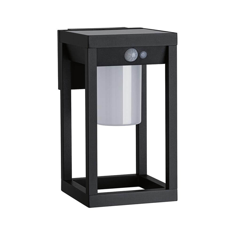 Solar LED Außenwandleuchte Marisol mit Bewegungsmelder Schwarz in modernem Design.
