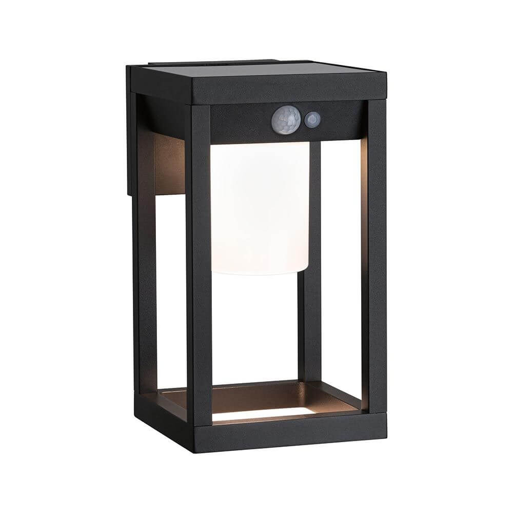 Solar LED Außenwandleuchte Marisol mit Bewegungsmelder Schwarz in modernem Design und Bewegungsmelder.
