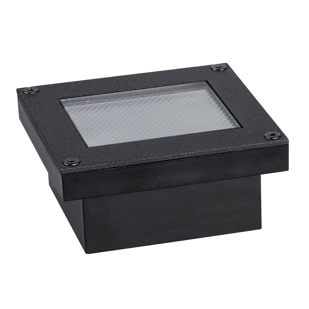 Solar LED Bodeneinbauleuchte Domenic Quadratisch Schwarz IP67 in quadratischer Form, ideal für Außenbereiche.