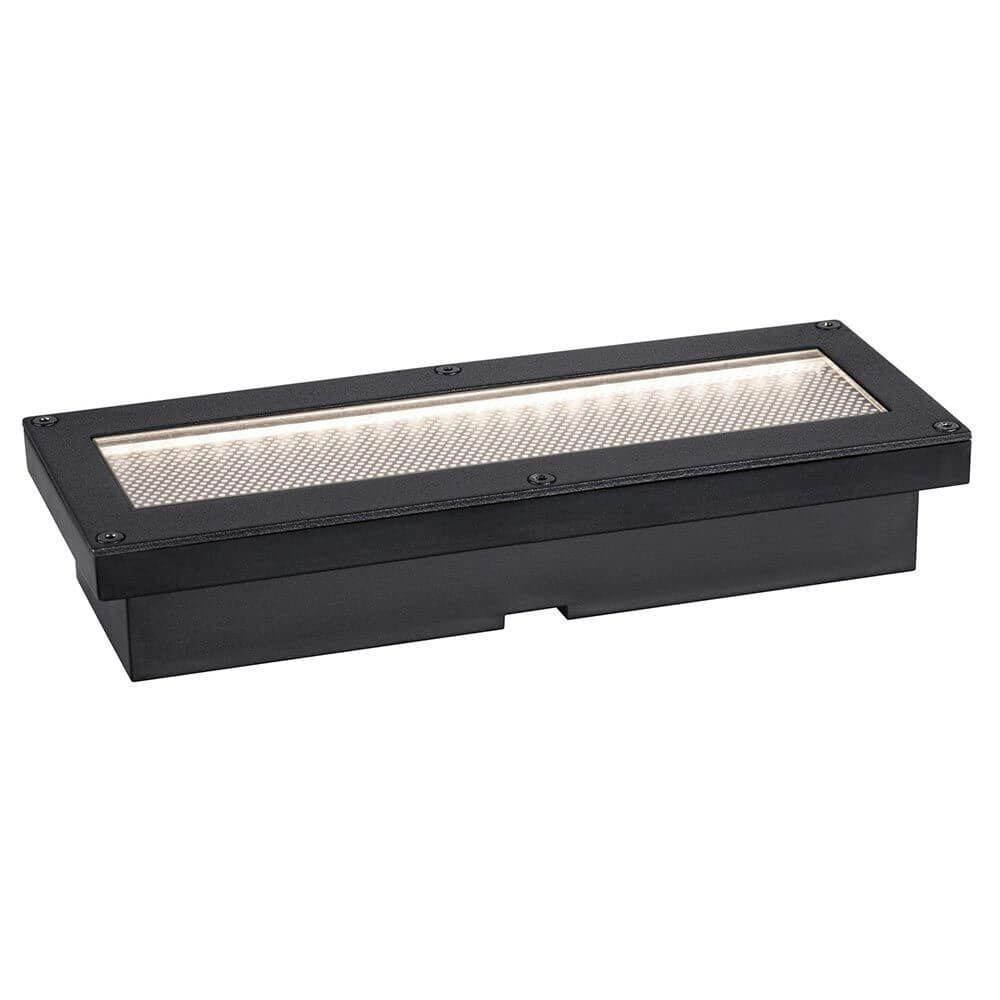 Solar LED Bodeneinbauleuchte Domenic Rechteckig Schwarz IP67 in rechteckiger Form mit diffus lichtem Ausstrahlung.