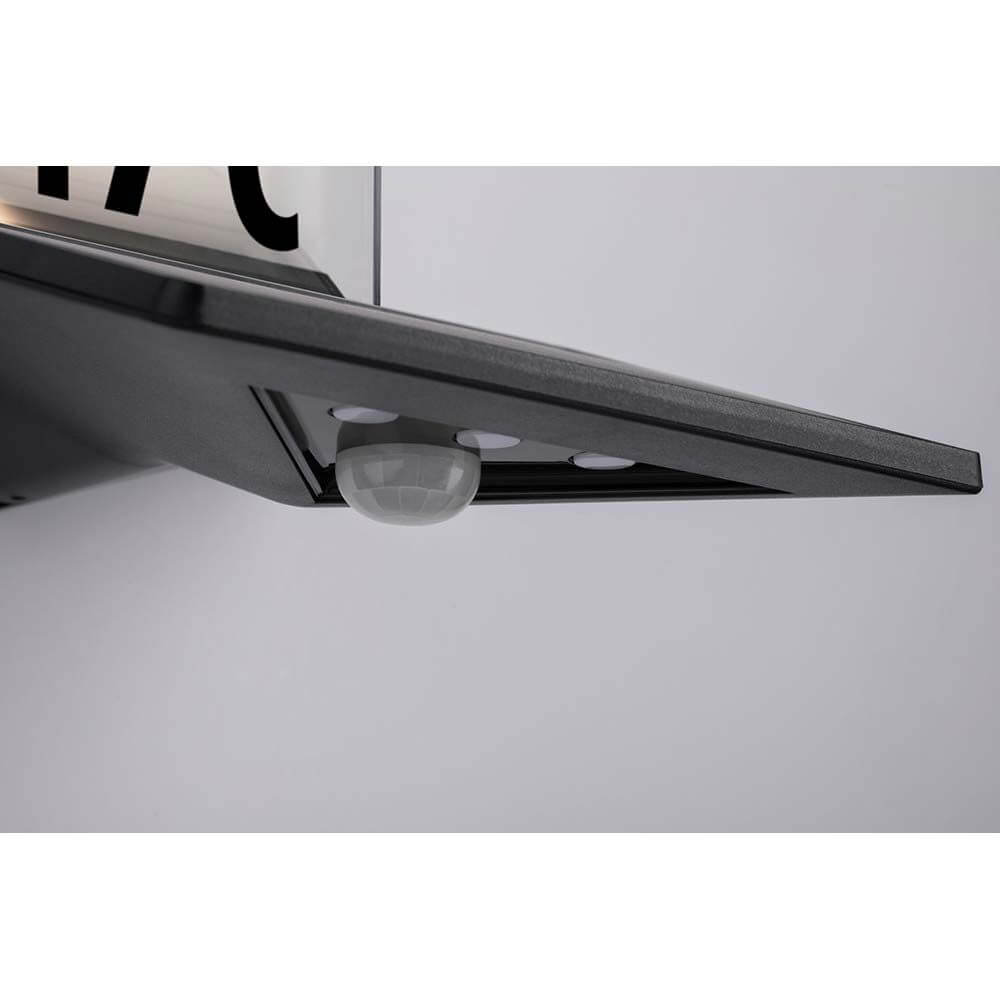 Solar LED Hausnummer Yoko IP44 3000K Bewegungsmelder Anthrazit mit Bewegungsmelder und Dämmerungssensor.