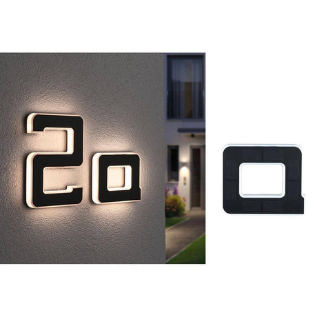 LED Solar house number light Letter A Black on the wall, modern house number with stylish design