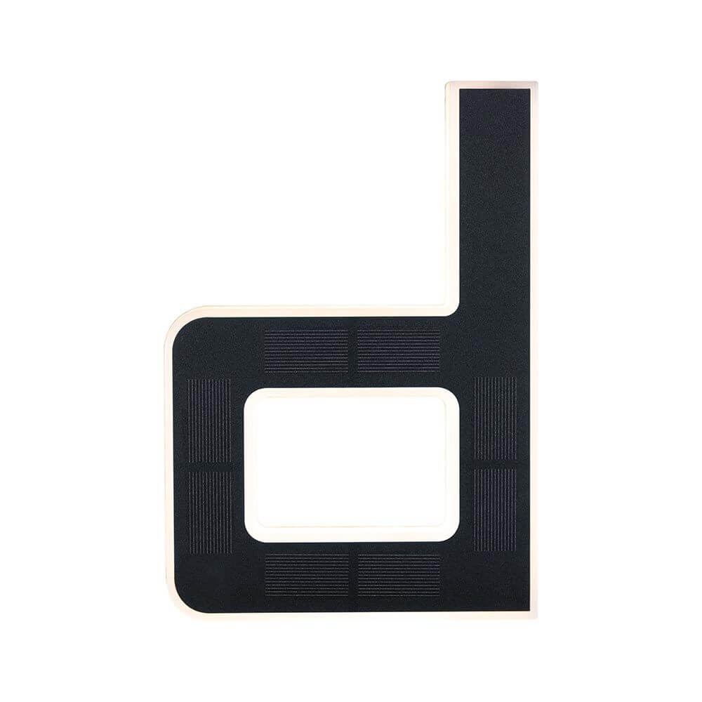 Solar LED Hausnummernleuchte Buchstabe D in Schwarz, IP44 spritzwassergeschützt, warmweißes Licht.