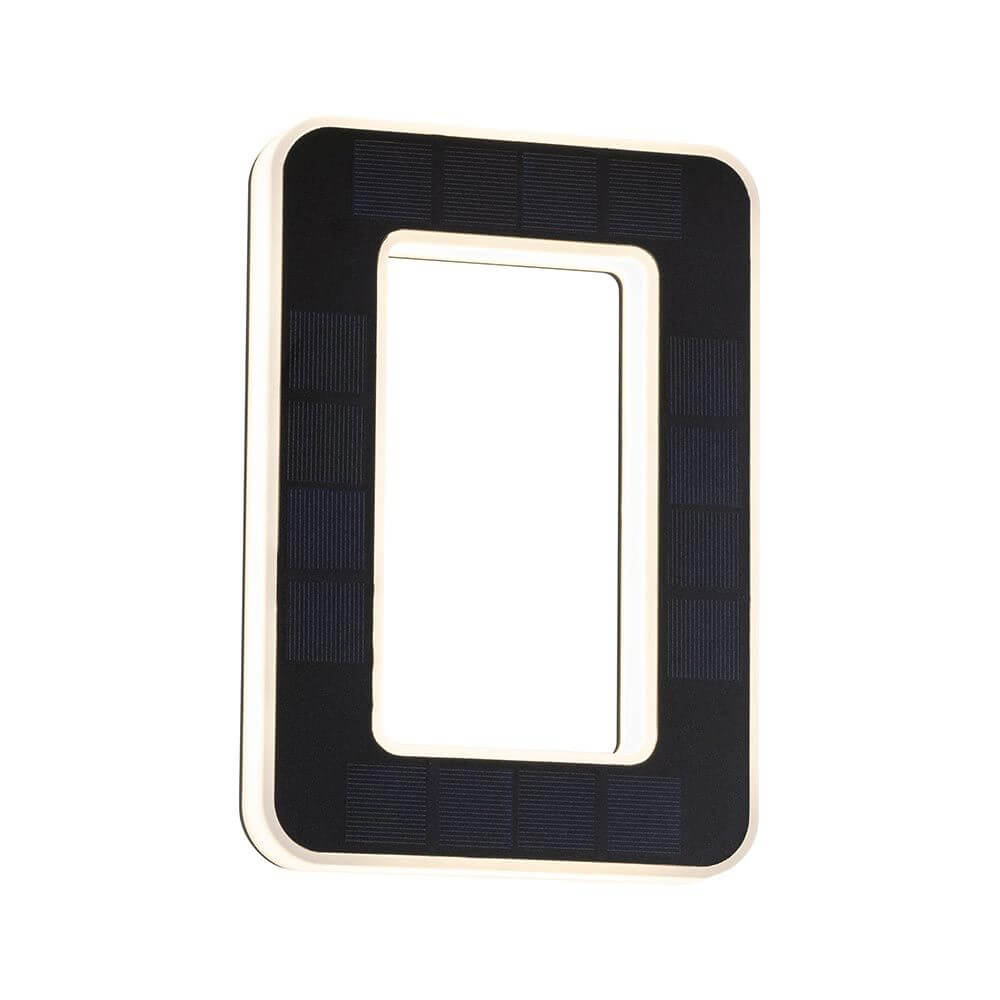 Solar LED Hausnummernleuchte Nummer 0 in rechteckigem Design mit Solarpanel.