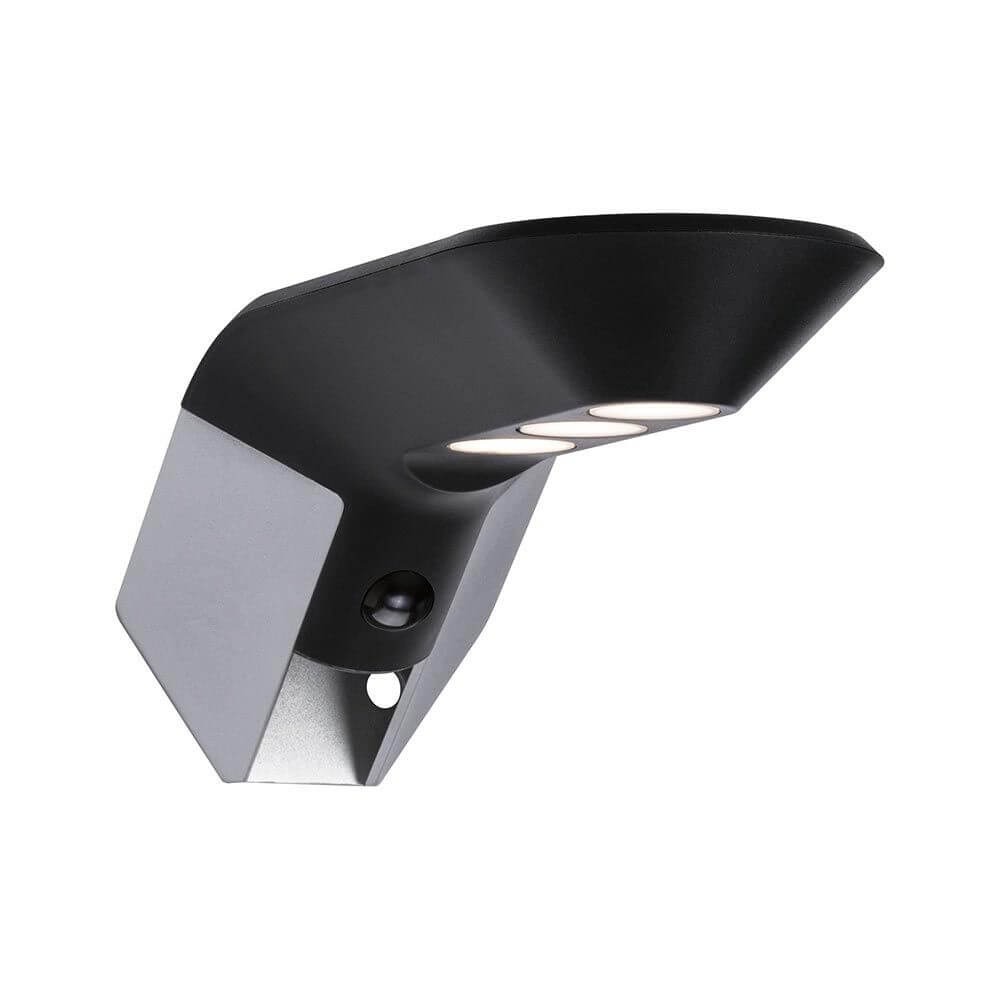 Solar LED Hausnummernleuchte Soley in Schwarz mit PIR Sensor für Smart Home.