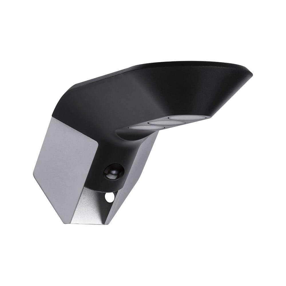 Solar LED Hausnummernleuchte Soley in Schwarz mit PIR Sensor für Smart Home Anwendungen.