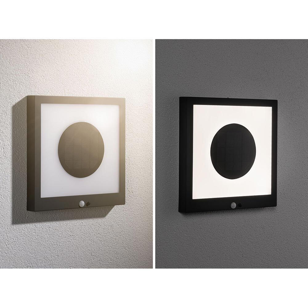Solar LED Panel Taija Bewegungsmelder Anthrazit - modernes Design in Anthrazit und warmweißem Licht.