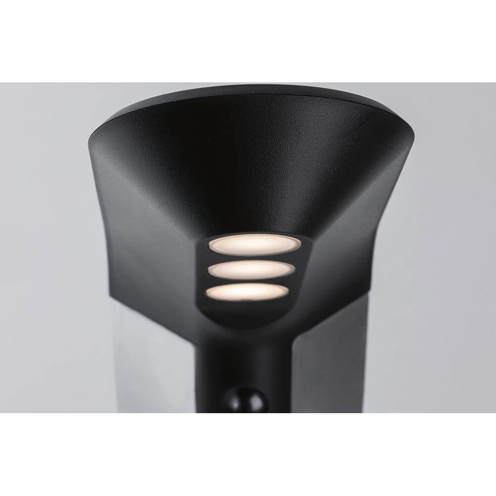 Solar LED Pollerleuchte Soley Anthrazit mit drei Leuchten und PIR Sensor für smartes Licht im Außenbereich.