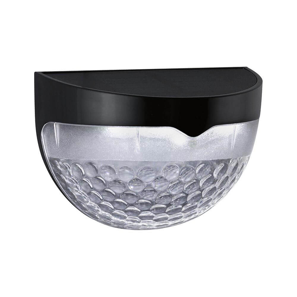 Solar LED Wegeleuchte Mimmo Schwarz in eleganter, runder Form mit klarer Blende und schwarzem Gehäuse.