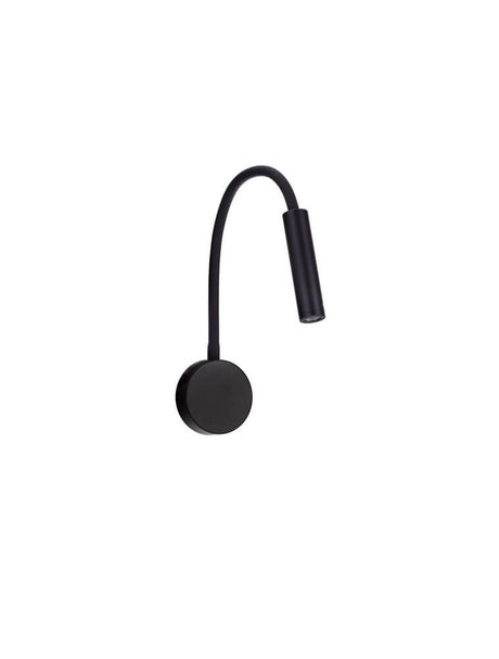 Applique murale Sonica LED Ø 8,5 cm 3000K IP44 en noir élégant avec bras flexible et design minimaliste.