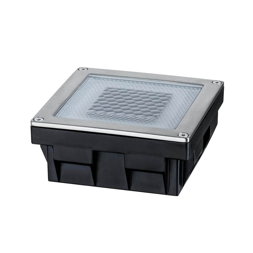 LED Solar Bodeneinbauleuchte Cube aus Edelstahl, IP67 wasserdicht und ideal für Gartenbeleuchtung.