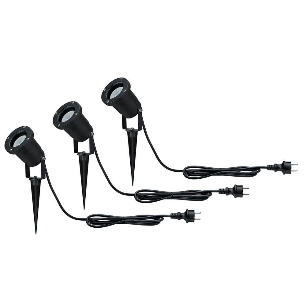 Special Line Garden Spotlight IP44 GU10 3x3,5W 3000K Schwarz Alu im Set mit 3 verstellbaren Gartenspots.