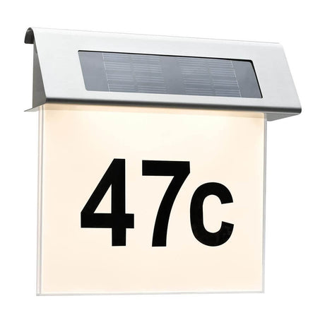 LED Solar house number light IP44 stainless steel, white with an impressive design and house number 47c