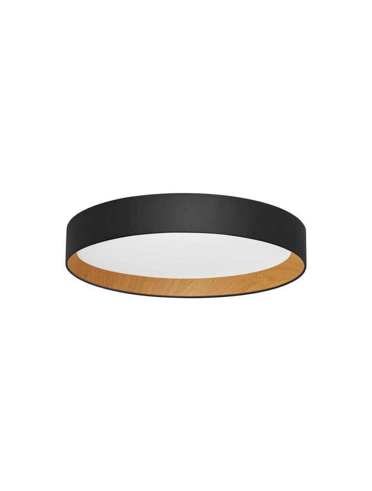 Stake LED Deckenleuchte Ø 60cm 3000K mit modernem Design und Holzakzent.